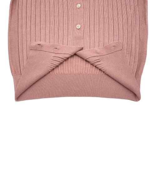 SLOANE（スローン）SLOANE (スローン) 18Gワイドリブ エクストラファインメリノウール・シルク 襟付きカーディガン ピンク サイズ:2の古着・服飾アイテム