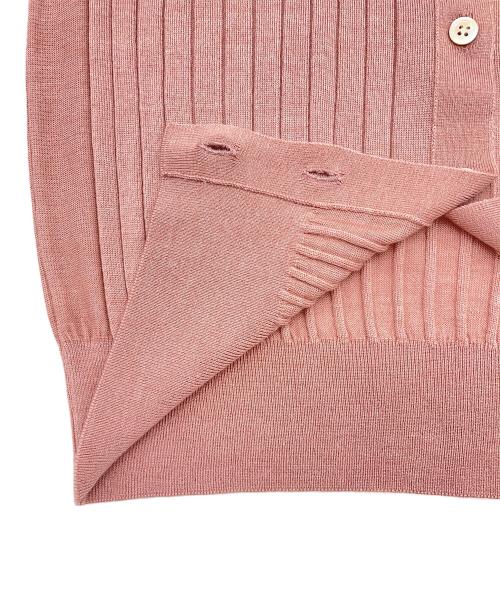 SLOANE（スローン）SLOANE (スローン) 18Gワイドリブ エクストラファインメリノウール・シルク 襟付きカーディガン ピンク サイズ:2の古着・服飾アイテム