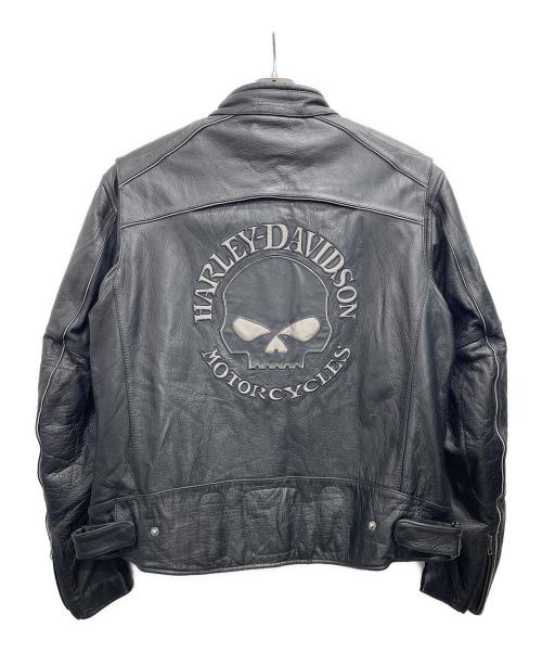 HARLEY-DAVIDSON（ハーレーダビッドソン）HARLEY-DAVIDSON (ハーレーダビッドソン) Reflective Skull Leather Jacket ブラック サイズ:2XLの古着・服飾アイテム