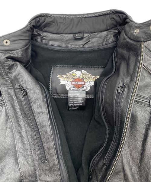 HARLEY-DAVIDSON（ハーレーダビッドソン）HARLEY-DAVIDSON (ハーレーダビッドソン) Reflective Skull Leather Jacket ブラック サイズ:2XLの古着・服飾アイテム