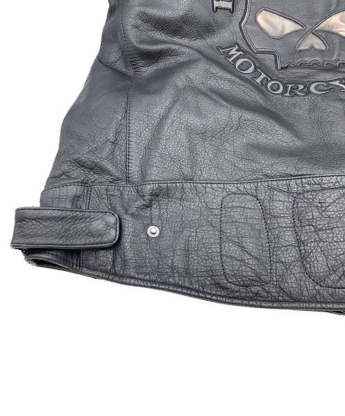 HARLEY-DAVIDSON（ハーレーダビッドソン）HARLEY-DAVIDSON (ハーレーダビッドソン) Reflective Skull Leather Jacket ブラック サイズ:2XLの古着・服飾アイテム