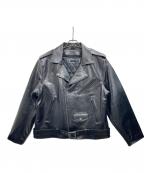 Liugoo Leathersリューグーレザーズ）の古着「シングルライダースジャケット」｜ブラック