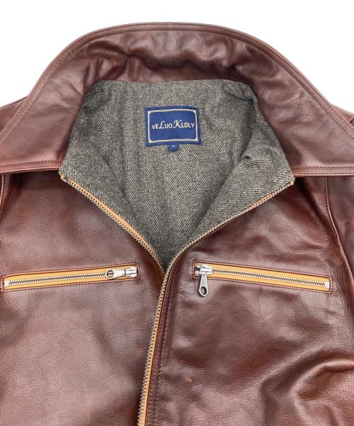 VELUO KLDLY（ヴェルオックリー）VELUO KLDLY (ヴェルオックリー) シングルライダースジャケット ブラウン サイズ:Mの古着・服飾アイテム