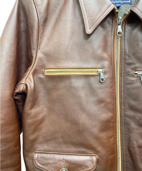 VELUO KLDLY（ヴェルオックリー）VELUO KLDLY (ヴェルオックリー) シングルライダースジャケット ブラウン サイズ:Mの古着・服飾アイテム