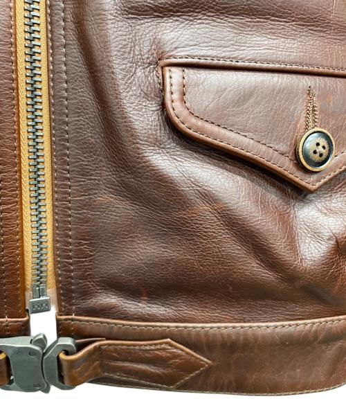 VELUO KLDLY（ヴェルオックリー）VELUO KLDLY (ヴェルオックリー) シングルライダースジャケット ブラウン サイズ:Mの古着・服飾アイテム