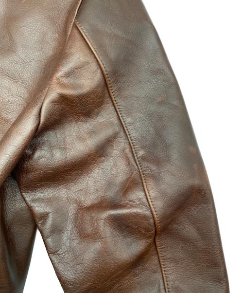 VELUO KLDLY（ヴェルオックリー）VELUO KLDLY (ヴェルオックリー) シングルライダースジャケット ブラウン サイズ:Mの古着・服飾アイテム