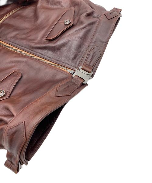 VELUO KLDLY（ヴェルオックリー）VELUO KLDLY (ヴェルオックリー) シングルライダースジャケット ブラウン サイズ:Mの古着・服飾アイテム