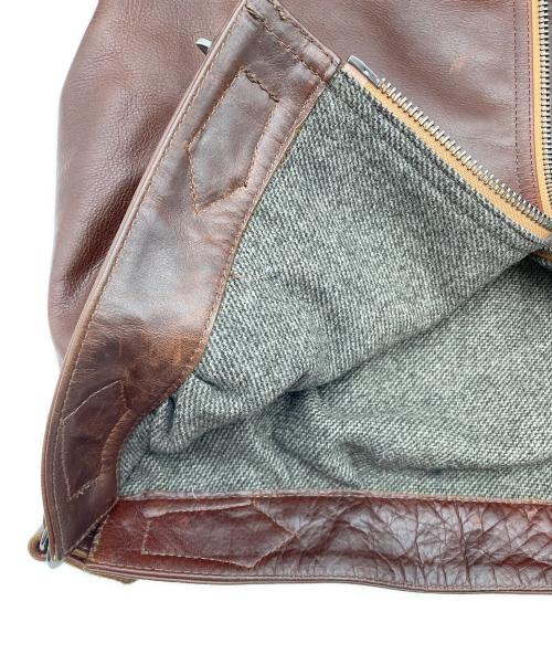 VELUO KLDLY（ヴェルオックリー）VELUO KLDLY (ヴェルオックリー) シングルライダースジャケット ブラウン サイズ:Mの古着・服飾アイテム