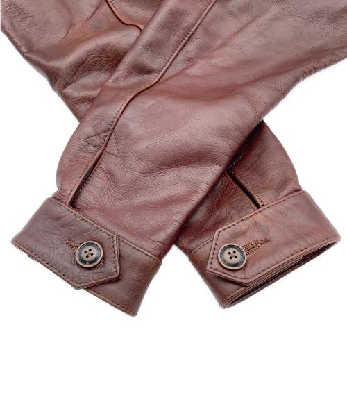 VELUO KLDLY（ヴェルオックリー）VELUO KLDLY (ヴェルオックリー) シングルライダースジャケット ブラウン サイズ:Mの古着・服飾アイテム