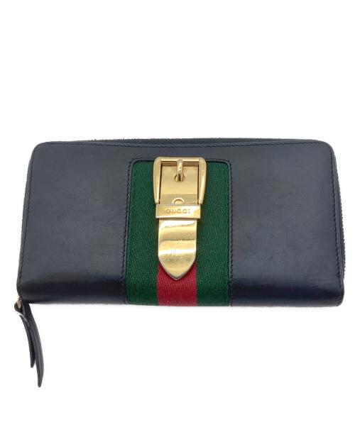 GUCCI（グッチ）GUCCI (グッチ) ラウンドファスナー財布 ブラックの古着・服飾アイテム