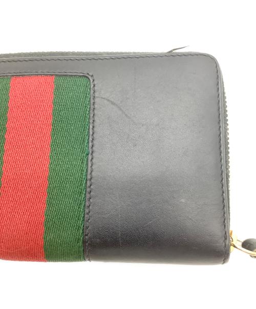GUCCI（グッチ）GUCCI (グッチ) ラウンドファスナー財布 ブラックの古着・服飾アイテム