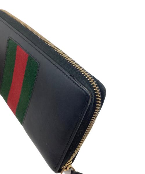GUCCI（グッチ）GUCCI (グッチ) ラウンドファスナー財布 ブラックの古着・服飾アイテム