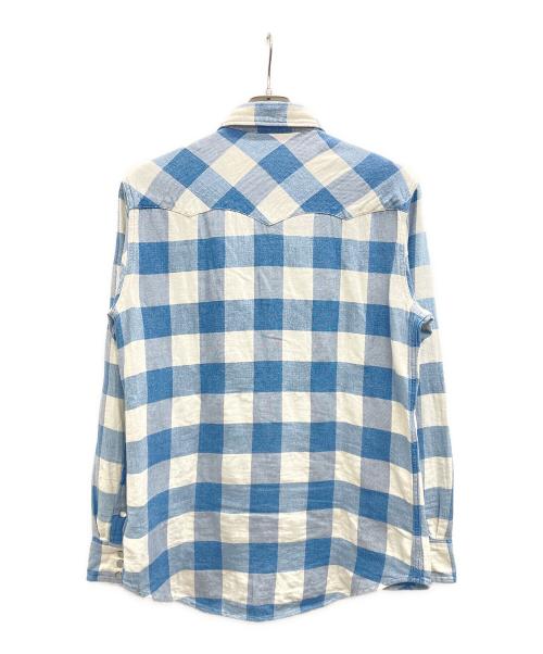 RRL（ダブルアールエル）RRL (ダブルアールエル) スリム フィット ツイルウエスタン シャツ ブルー サイズ:Ｍの古着・服飾アイテム