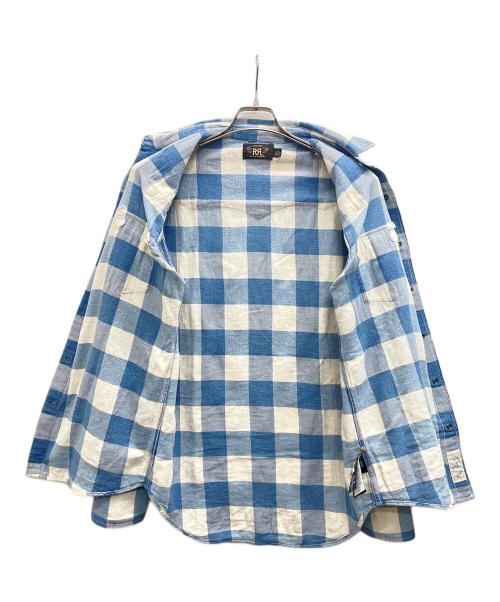 RRL（ダブルアールエル）RRL (ダブルアールエル) スリム フィット ツイルウエスタン シャツ ブルー サイズ:Ｍの古着・服飾アイテム