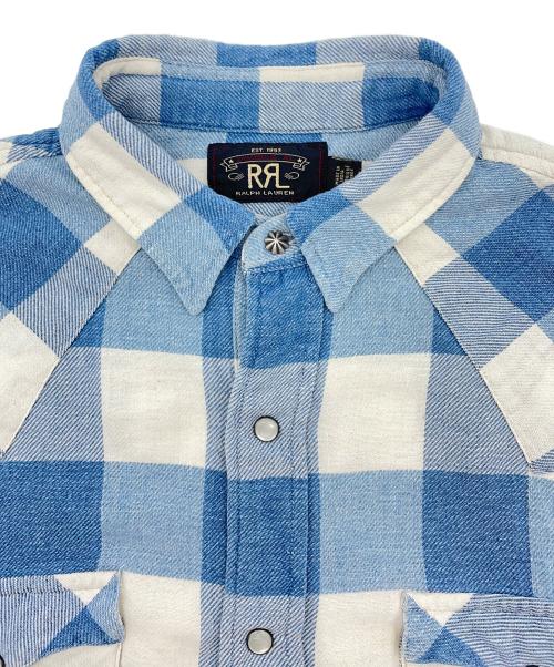 RRL（ダブルアールエル）RRL (ダブルアールエル) スリム フィット ツイルウエスタン シャツ ブルー サイズ:Ｍの古着・服飾アイテム