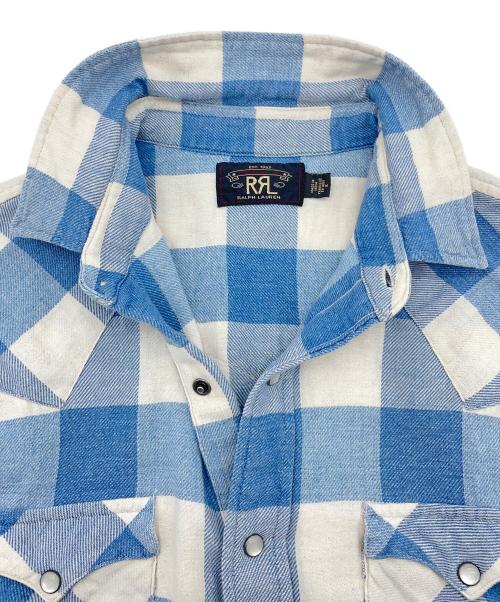 RRL（ダブルアールエル）RRL (ダブルアールエル) スリム フィット ツイルウエスタン シャツ ブルー サイズ:Ｍの古着・服飾アイテム