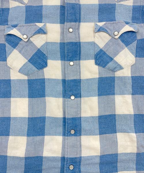 RRL（ダブルアールエル）RRL (ダブルアールエル) スリム フィット ツイルウエスタン シャツ ブルー サイズ:Ｍの古着・服飾アイテム