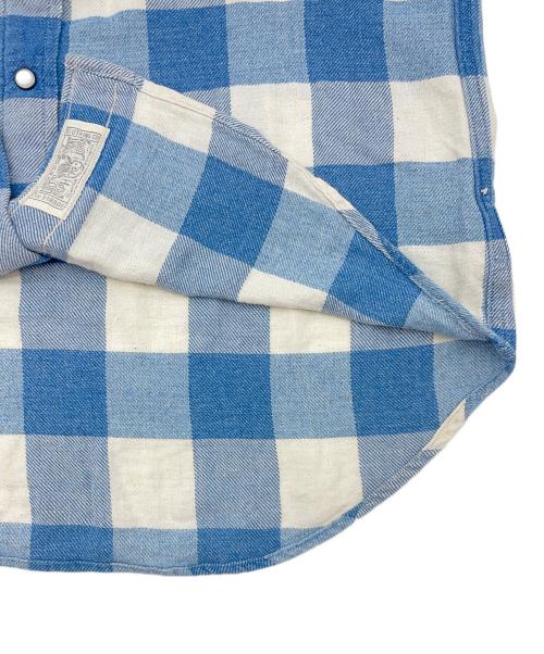 RRL（ダブルアールエル）RRL (ダブルアールエル) スリム フィット ツイルウエスタン シャツ ブルー サイズ:Ｍの古着・服飾アイテム