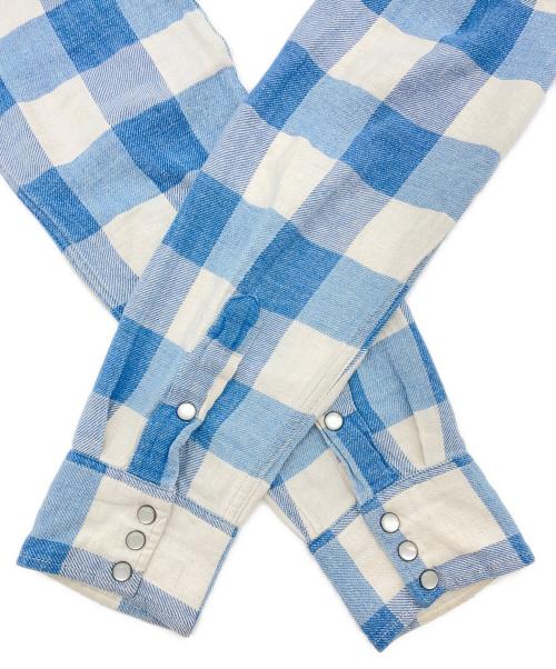 RRL（ダブルアールエル）RRL (ダブルアールエル) スリム フィット ツイルウエスタン シャツ ブルー サイズ:Ｍの古着・服飾アイテム