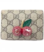GUCCIグッチ）の古着「GGスプリーム　2つ折り財布」｜ベージュ×レッド
