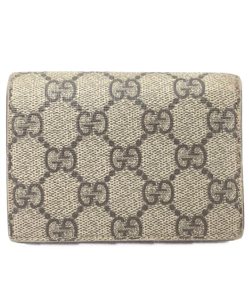 GUCCI（グッチ）GUCCI (グッチ) GGスプリーム　2つ折り財布 ベージュ×レッドの古着・服飾アイテム