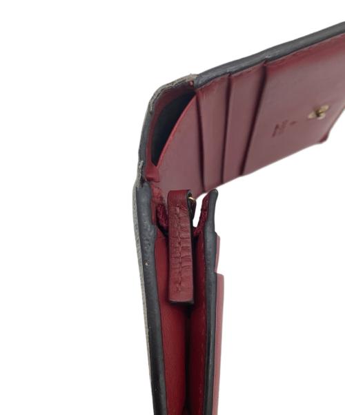 GUCCI（グッチ）GUCCI (グッチ) GGスプリーム　2つ折り財布 ベージュ×レッドの古着・服飾アイテム