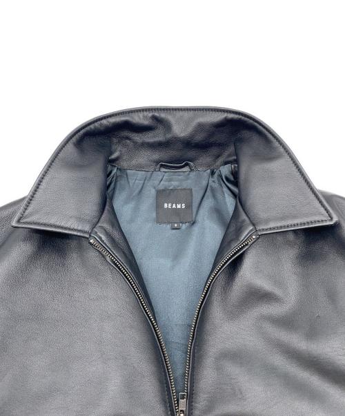 BEAMS（ビームス）BEAMS (ビームス) ラムレザージップブルゾン ブラック サイズ:Sの古着・服飾アイテム