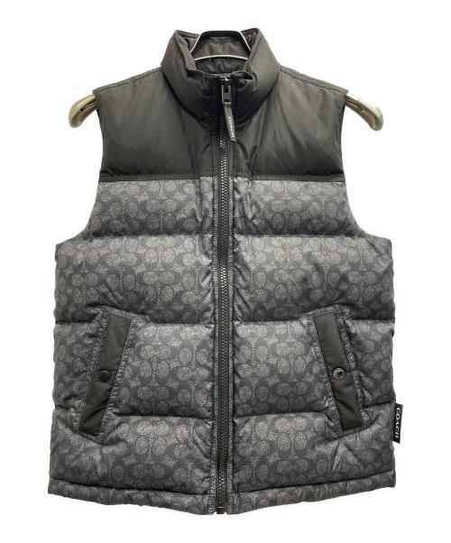 COACH（コーチ）COACH (コーチ) ダウンベスト グレー×ブラック サイズ:Sの古着・服飾アイテム