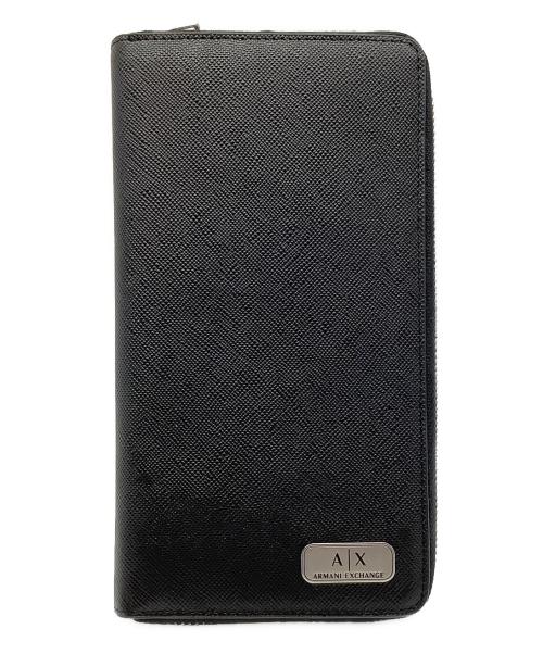 ARMANI EXCHANGE（アルマーニ エクスチェンジ）ARMANI EXCHANGE (アルマーニ エクスチェンジ) ラウンドファスナー長財布 ブラックの古着・服飾アイテム