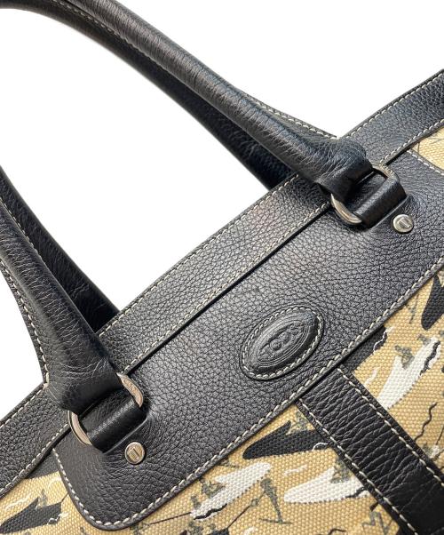 TOD'S（トッズ）TOD'S (トッズ) ボートウォータースキー プリントキャンバス トート ベージュ×ブラックの古着・服飾アイテム