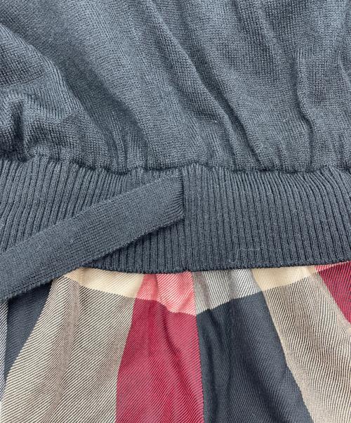 BLUE LABEL CRESTBRIDGE（ブルーレーベルクレストブリッジ）BLUE LABEL CRESTBRIDGE (ブルーレーベルクレストブリッジ) クレストブリッジチェック エアリーツイル ニットコンビ マキシワンピース ブラック×レッド サイズ:38の古着・服飾アイテム