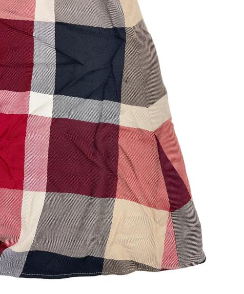 BLUE LABEL CRESTBRIDGE（ブルーレーベルクレストブリッジ）BLUE LABEL CRESTBRIDGE (ブルーレーベルクレストブリッジ) クレストブリッジチェック エアリーツイル ニットコンビ マキシワンピース ブラック×レッド サイズ:38の古着・服飾アイテム