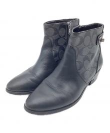 COACH（コーチ）の古着「シグネチャー ショートブーツ」｜グレー×ブラック