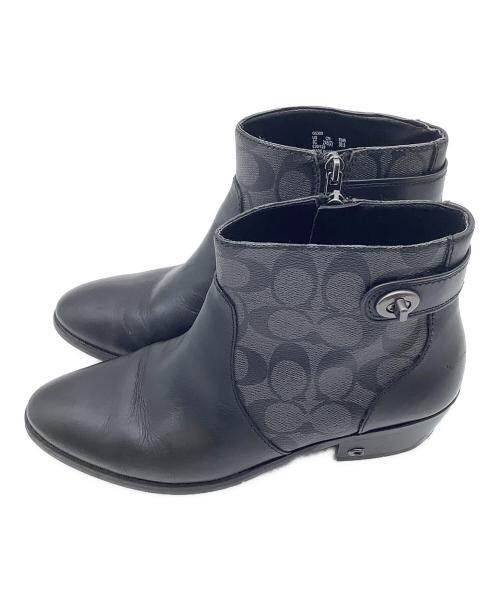 COACH（コーチ）COACH (コーチ) シグネチャー ショートブーツ グレー×ブラック サイズ:EUR 38.5の古着・服飾アイテム