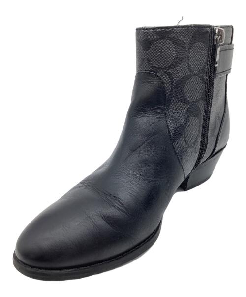 COACH（コーチ）COACH (コーチ) シグネチャー ショートブーツ グレー×ブラック サイズ:EUR 38.5の古着・服飾アイテム