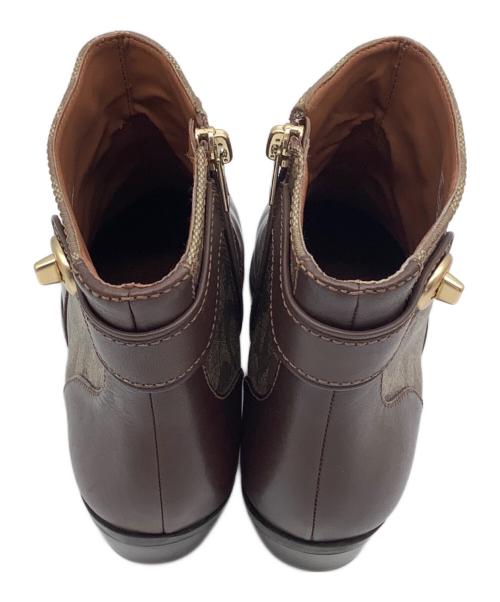 COACH（コーチ）COACH (コーチ) シグネチャー ショートブーツ ブラウン×ベージュ サイズ:US 8Sの古着・服飾アイテム