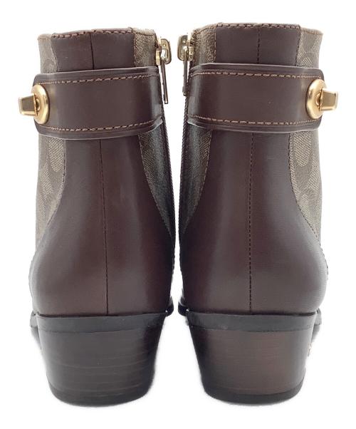 COACH（コーチ）COACH (コーチ) シグネチャー ショートブーツ ブラウン×ベージュ サイズ:US 8Sの古着・服飾アイテム