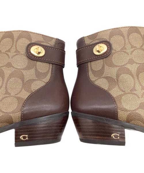 COACH（コーチ）COACH (コーチ) シグネチャー ショートブーツ ブラウン×ベージュ サイズ:US 8Sの古着・服飾アイテム