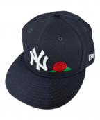 New Eraニューエラ）の古着「59FIFTY NY YANKEES WITH ROSE」｜ネイビー