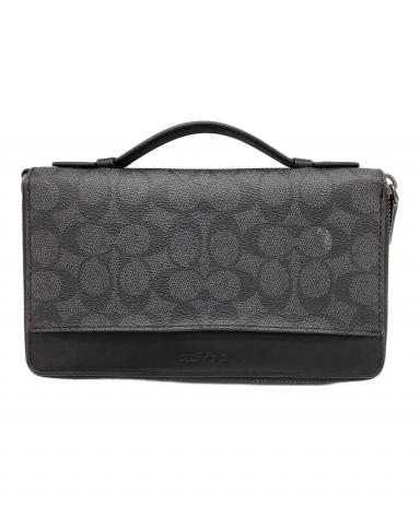 コーチ COACH ダブルジップ オーガナイザー トラベル シグネチャー 中古・古着通販】COACH (コーチ) ダブル ジップ トラベル