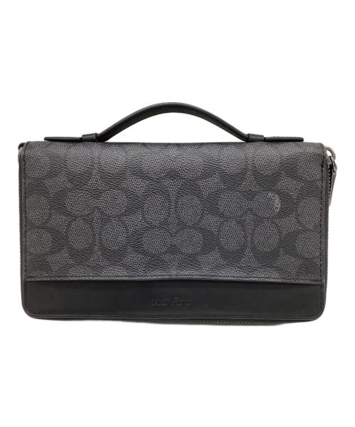 COACH（コーチ）COACH (コーチ) ダブル ジップ トラベル オーガナイザー・シグネチャー キャンバス ブラックの古着・服飾アイテム