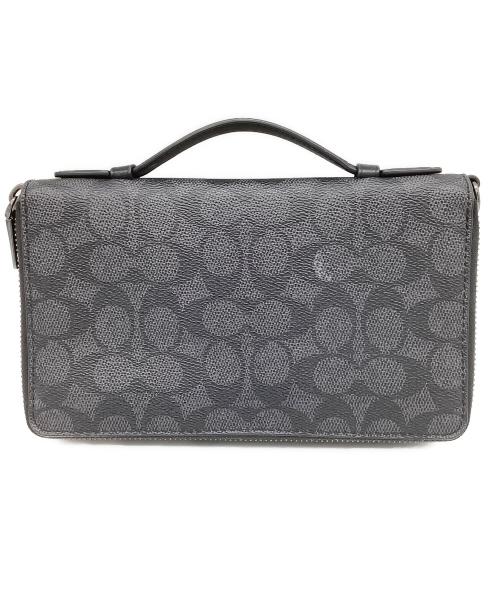 COACH（コーチ）COACH (コーチ) ダブル ジップ トラベル オーガナイザー・シグネチャー キャンバス ブラックの古着・服飾アイテム