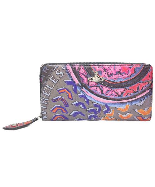 Vivienne Westwood（ヴィヴィアンウエストウッド）Vivienne Westwood (ヴィヴィアンウエストウッド) ジップラウンドウォレットマンホール グレー×マルチカラーの古着・服飾アイテム