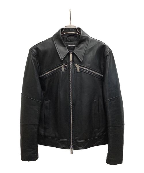 DSQUARED2（ディースクエアード）DSQUARED2 (ディースクエアード) レザージャケット ブラック サイズ:52の古着・服飾アイテム