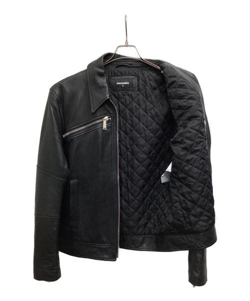 DSQUARED2（ディースクエアード）DSQUARED2 (ディースクエアード) レザージャケット ブラック サイズ:52の古着・服飾アイテム