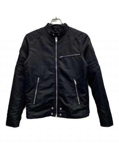 DIESEL ナイロンライダースジャケット ブラック L 中古・古着通販】DIESEL (ディーゼル) ナイロンジャケット ブラック