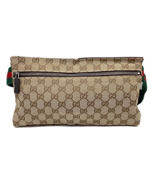 GUCCI（グッチ）GUCCI (グッチ) ウエストポーチ ブラウン×グリーンレッドの古着・服飾アイテム