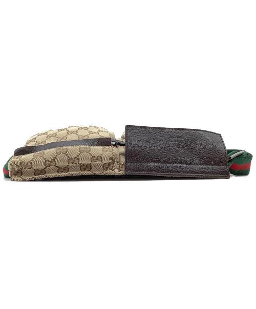 GUCCI（グッチ）GUCCI (グッチ) ウエストポーチ ブラウン×グリーンレッドの古着・服飾アイテム