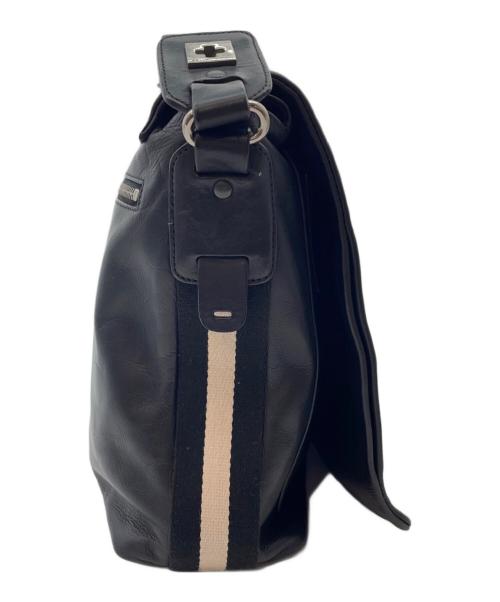 BALLY（バリー）BALLY (バリー) フラップショルダーバッグ ブラックの古着・服飾アイテム