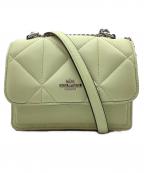 COACHコーチ）の古着「ミニウォレット オン ア チェーン パフィー ダイヤモンド キルティング」｜グリーン